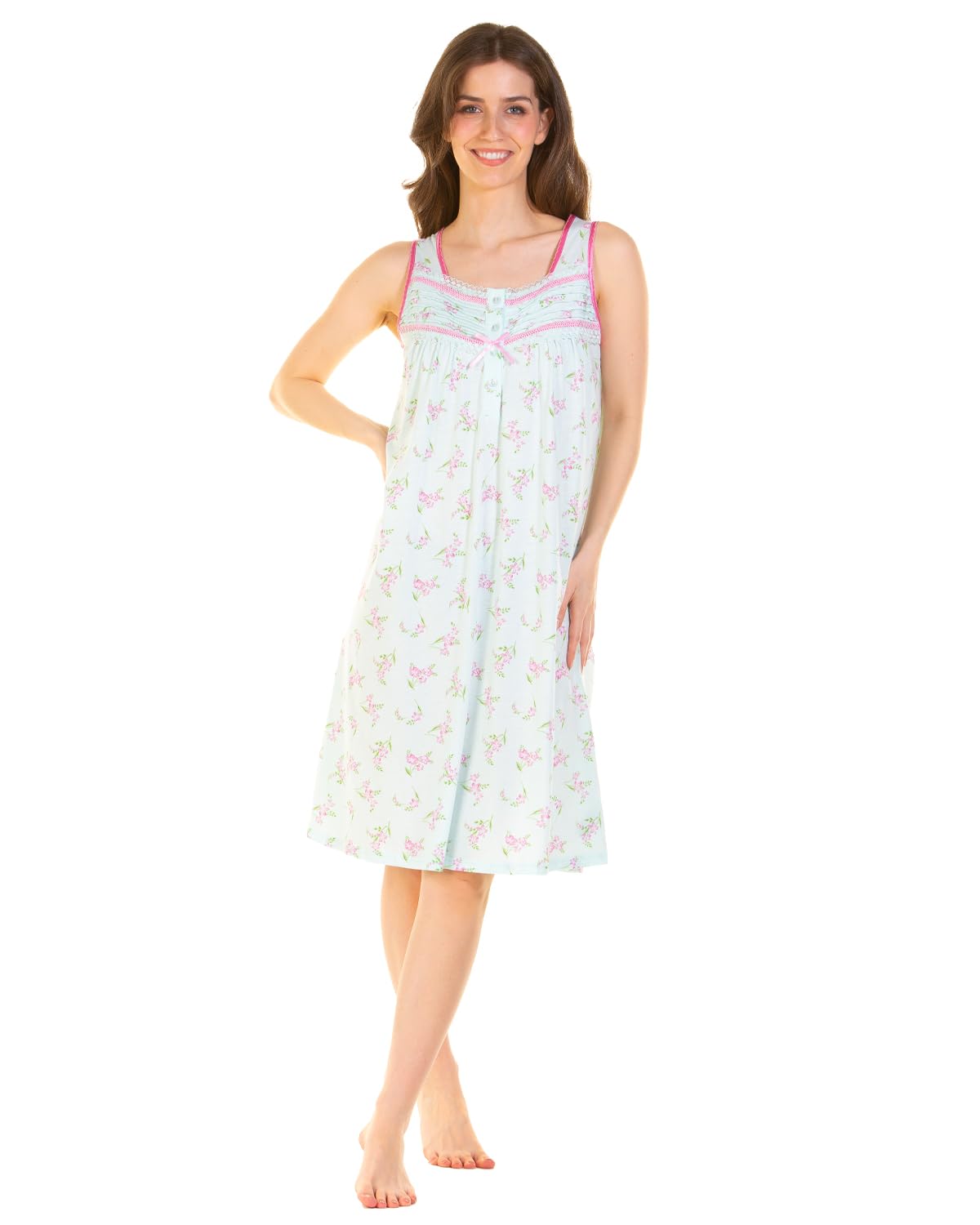 Undercover Ladies 'Primrose in Bloom' Jersey Sleeveless Nightie 23347 Aqua M-L