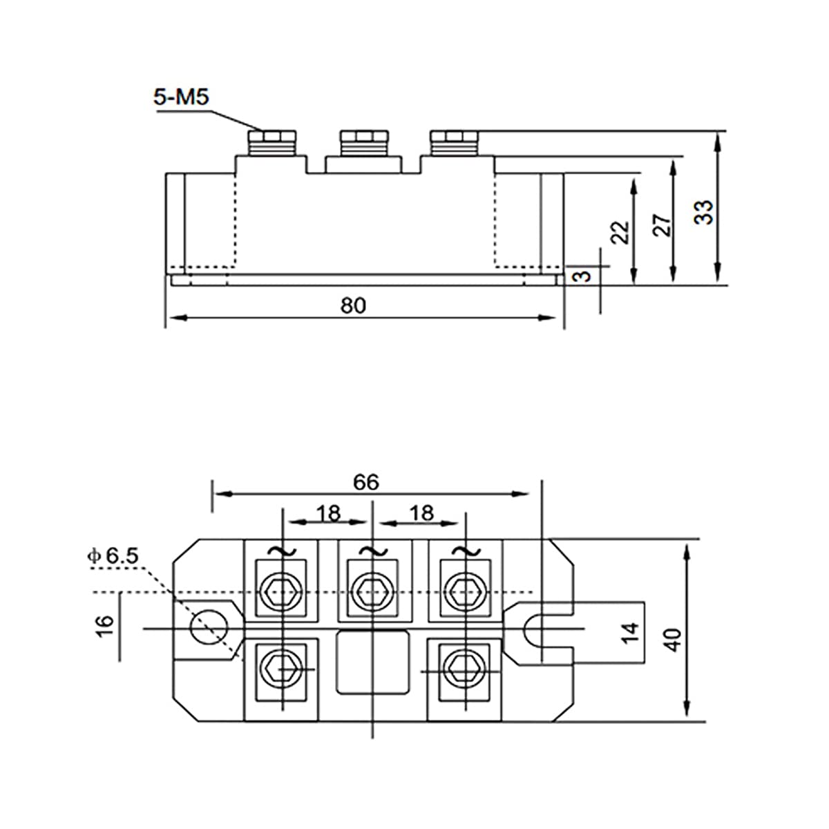 Youmile Bridge Rectifier MDS 100A 1600V Diode Bridge Rectifier Full Wave Diode Module 3 Phase 5 Terminal Rectification Module - Image 5