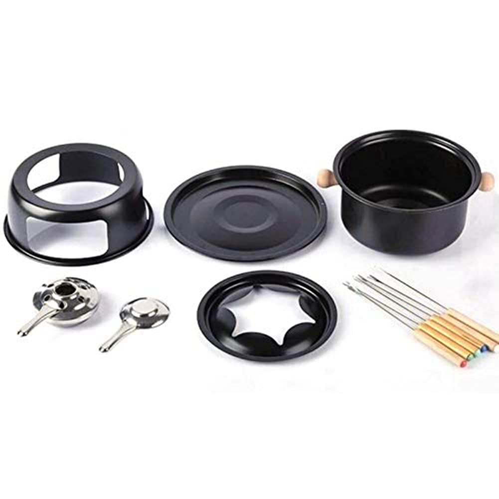 Mini set di pentole in acciaio inox per fonduta di formaggio, cioccolato, fonduta, 6 forchette da immersione e pentola rimovibile per sciogliere salsa caramelle