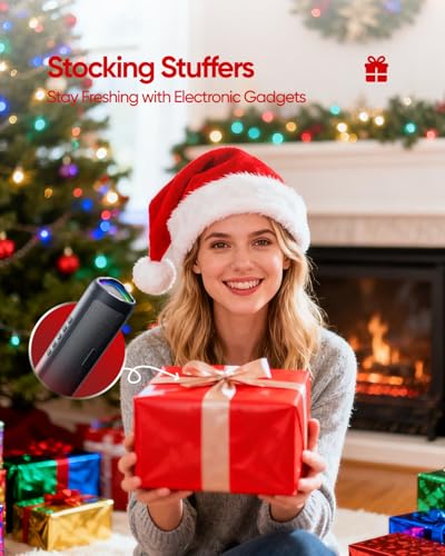 Bluetooth Speaker Stocking Stuffers for Men Women Teens Boys Girls: Portable Wireless, IPX5 Waterproof, White Elephant Gifts for Adults, Up to 20H Playtime, TWS Pair, for Home/Party/Outdoor (Black) - Image 4