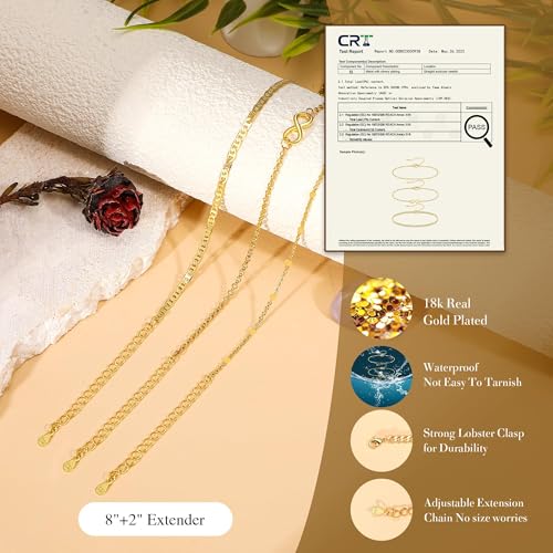 Image of Kenivira Sterling Silver Ankle Bracelets for Women,Gold Dainty Layered Waterproof Anklet for Women, Anklet Set Stackable Beach Gift Adjustable Size