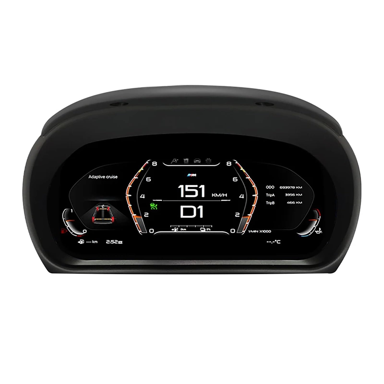DGOINGPI Boost Gauge 12.3 ''Digitale Dashboard Fit For BMW 5 Series E60 E61 E63 E64 Ccc Cic Lcd Paneel Snelheidsmeter Virtuele Cockpit Voor(Black)