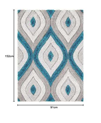 Image of Modern Soft 3D Shaggy Fur Rectangular Carpets for Living Room Thick Fluffy Rugs for Bedroom,3X5 Feet,Multi Color