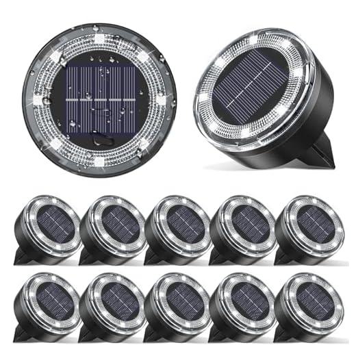 vighep Mini Solar Ground Lights, 12 Pack Solar Lights Outdoor Waterproof, Upgraded LED Flat Landscape Lighting for Outside Pathway Garden Patio Yard Driveway,Cold White