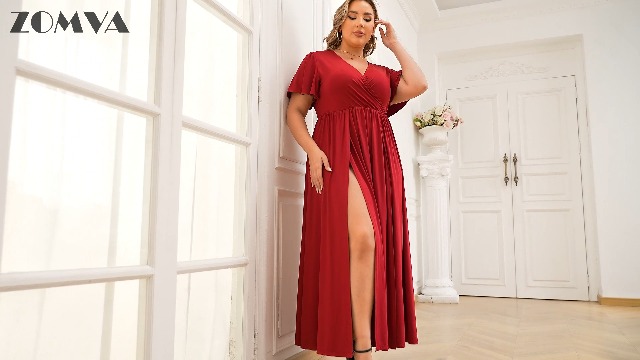 Amazon.com: ZOMVA Plus Size Double High Split Sexy Maxi Dress