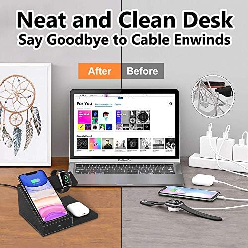 3 in 1 Fast Wireless Charger Station,Wireless Charging Dock for AirPods Pro,iWatch 5/4/3/2/1,7.5w Qi Charge for iPhone11/11Pro/Xs Max/XR/XS/X/8/8P,Samsung S10/S9/S8/S7(No Adapter/iWatch Cable)