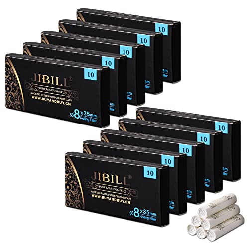JIBILL 8mm Pipe Filters with Ceramic Caps,Activated Carbon Paper Filters
