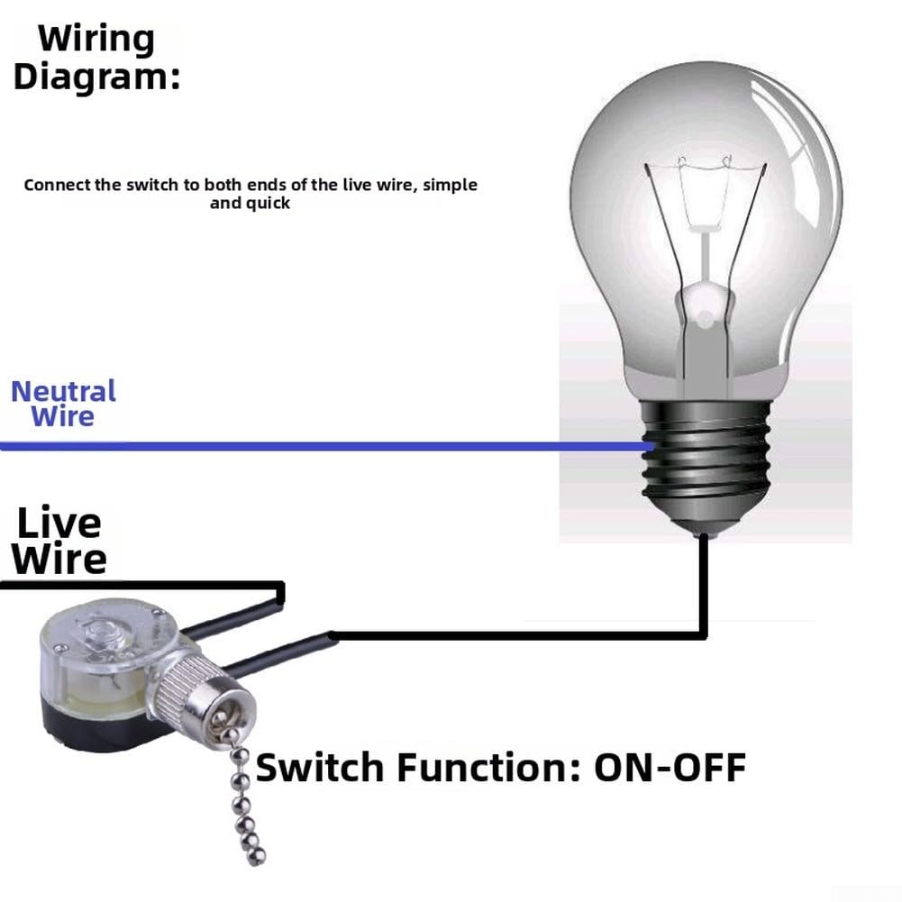 Interruptor de Cuerda 2 Cables para de Pared Interruptor de Cuerda(silver)
