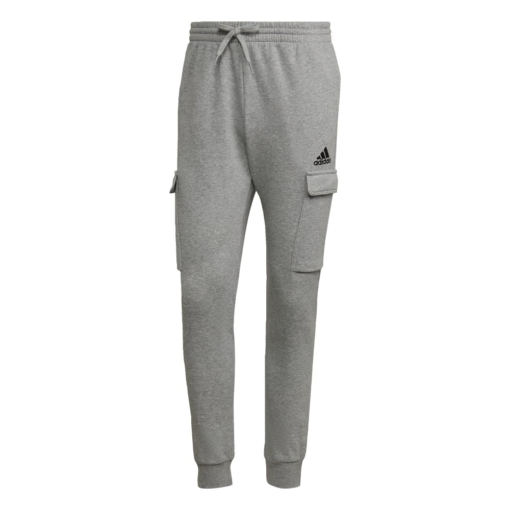 adidas Men's Essentials Fleece Regular Tapered Cargo Pants, Medium Grey Heather/Black, XXL