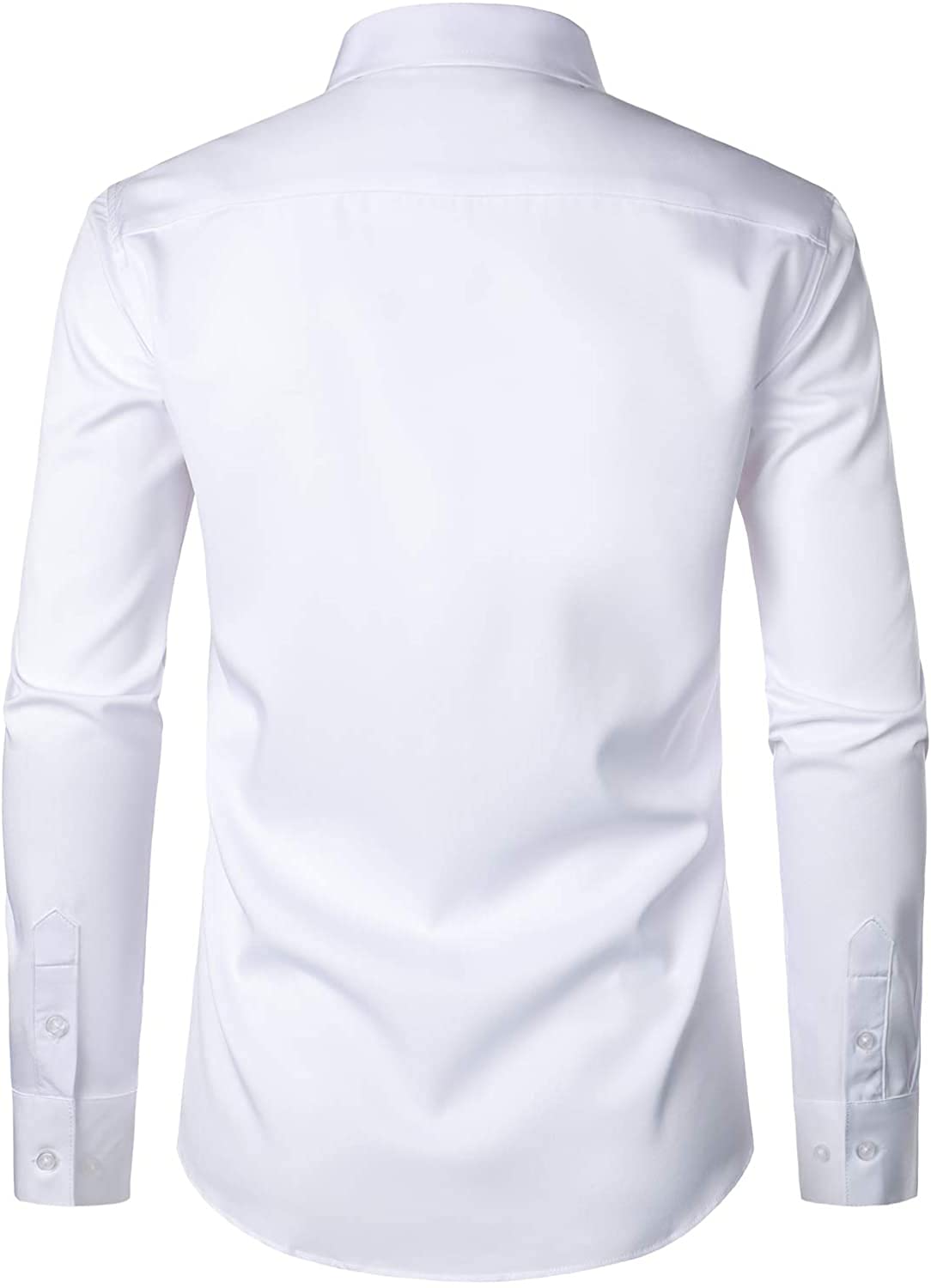 PARKLEES Camisa de vestir urbana elegante informal de negocios, ajustada, de manga larga, con botones y bolsillo para hombre