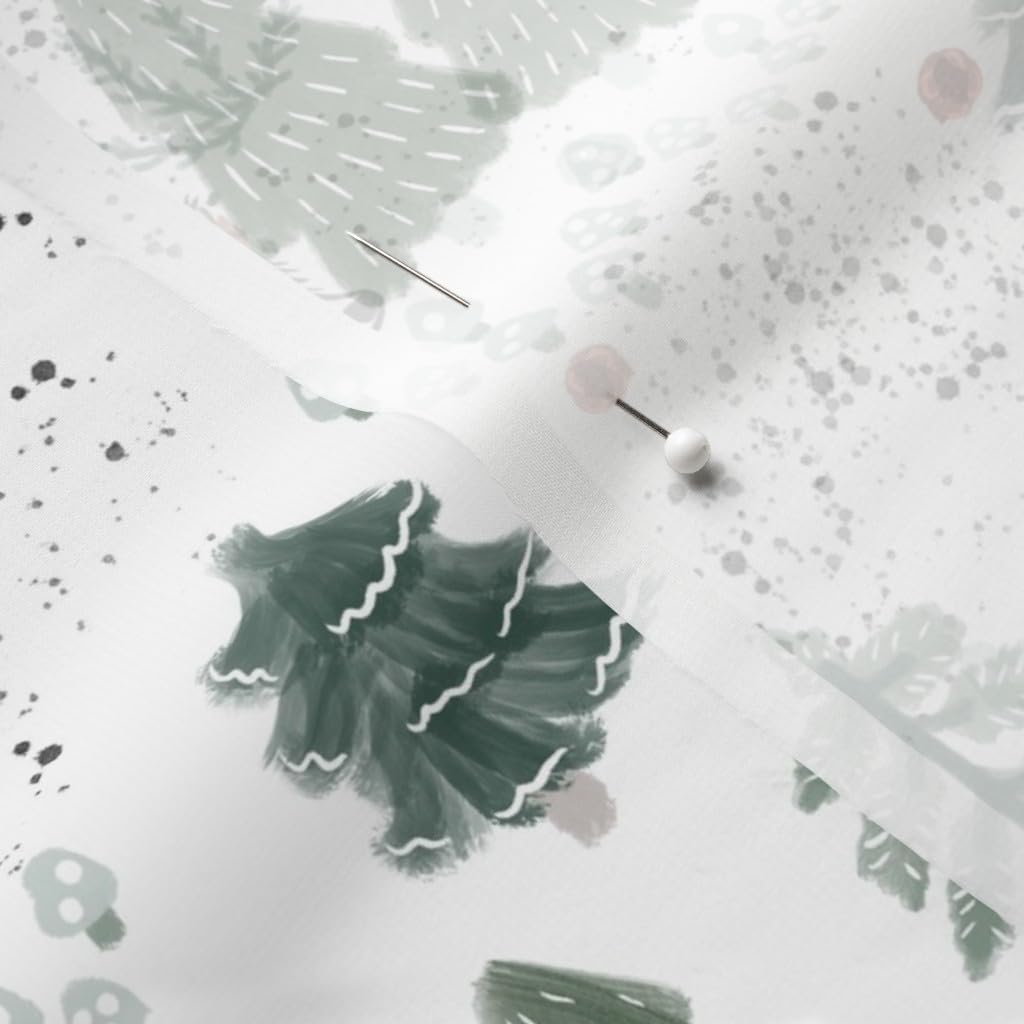 Spoonflower Fabric - Flowers Crown Wolves Floral Woodlands Forest Animals Wolf Trees Printed on Chiffon Fabric by The Yard - Sewing Fashion Apparel Dresses Home Decor