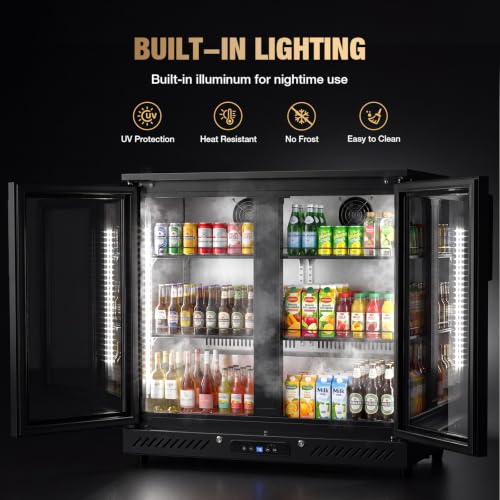 Image of Electactic 6.5 Cu.Ft Wine & Beverage Refrigerator, Double Glass Door Beverage Cooler, Built-in & Freestanding Drink Fridge with LED Light, for Bar, Kitchen, Office