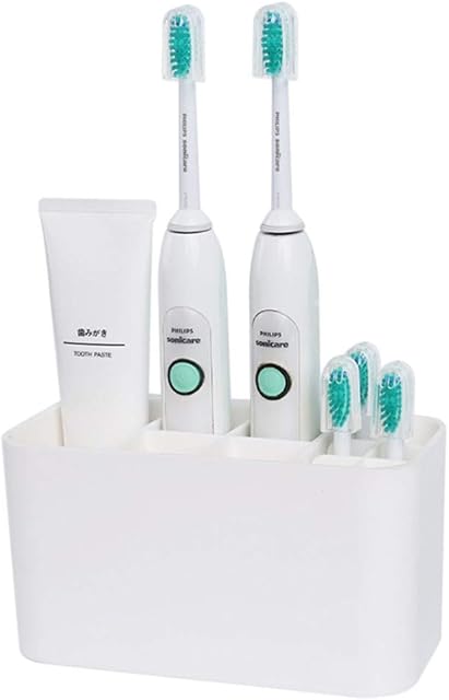 Fantes Toothbrush Holder for Electric Toothbrushes, Wall Mounted Detachable Toothpaste Caddy Bathroom Storage Organizer (White)
