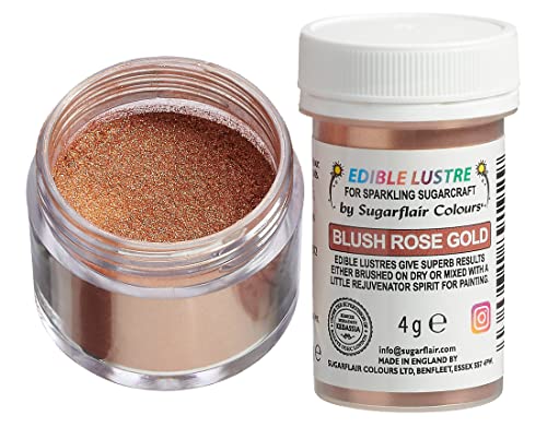 Sugarflair Edible Lustre Blush Rose Gold - Colorante Alimentario, Polvo Brillante Comestible para Tartas, Pasteles, Cupcakes, Magdalenas, Chocolate, Pastelería, Helados, Postres, Cócteles - 4g