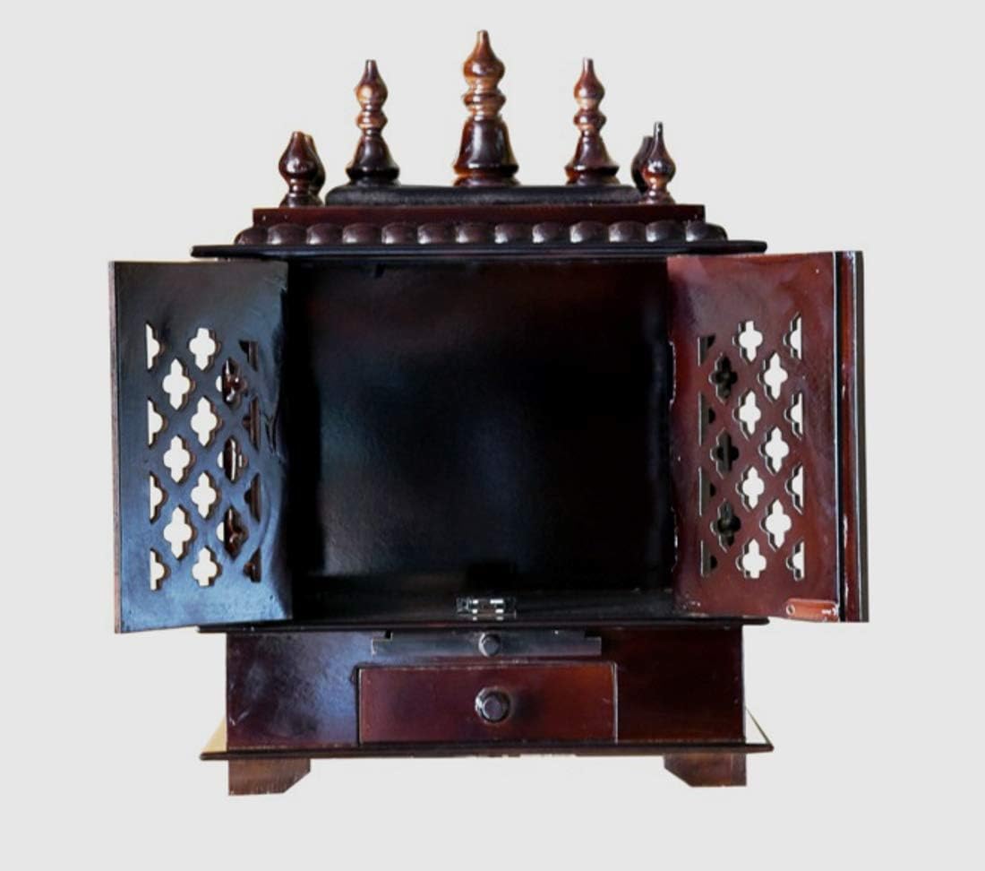 Kamdhenu art and craft Wood Home Temple (18 x 12 x 24 inch, Brown)
