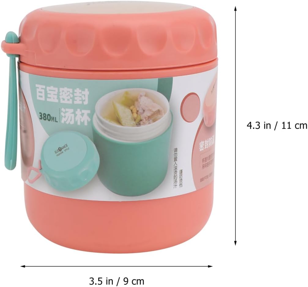 DOITOOL Soup Cup Insulated Food Container Portable Sealed Breakfast Cup with Spoon Leakproof Handle Design for Porridge Lunch Microwave Use Travel Meal Storage 13 oz