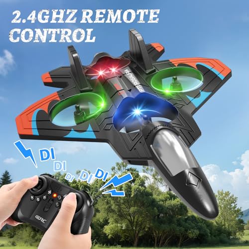 Image of Foam Remote Control Airplanes with 3 Batteries, RC Planes for Kids Adults 8-16, RC Airplane Fighter Jet with Light, 360 Flip Fighter Jet Toys, Stunt Roll, Airplane Toy Gifts for Kids Boys
