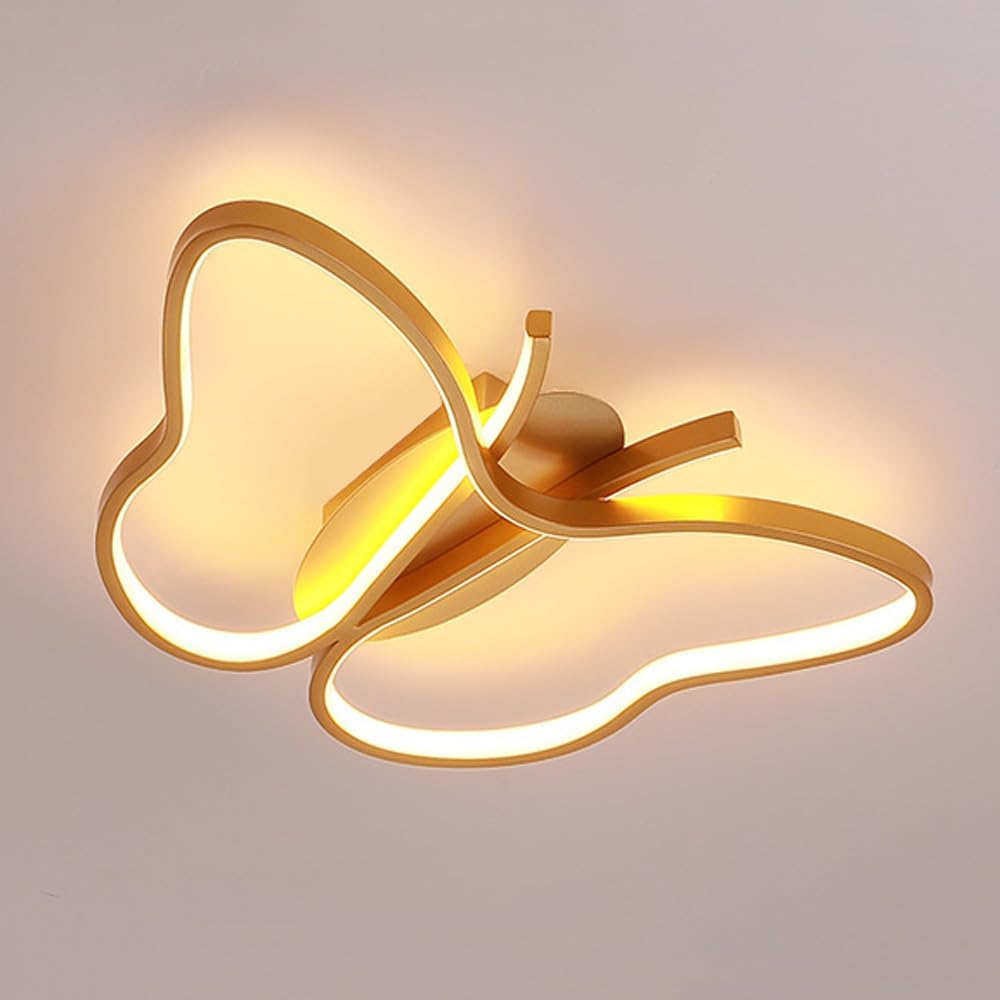 30W Butterflies Ceiling Light Children's Room Butterfly Close to Ceiling Light Girls Creative Bedroom Lamp LED Dimmable Flush Mount Ceiling Lamp in Aluminum