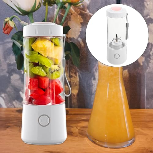 Image of Portable Blender Electric Juicer USB Rechargeable Fruit Mixers Mini Personal Smoothie Maker 6 Blades 3 Gears Ideal for smoothies, protein shakes, fresh juices, sauces -1500mAh Battery (WHITE-02)