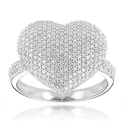 Ladies Right Hand Heart Shaped Jewelry Round Diamond Ring 1.15Ctw In 14K Gold (Yellow Gold, Size 7.5) #TOP25