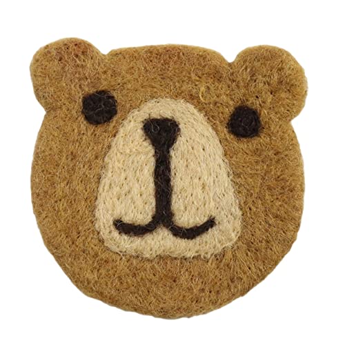 Sottobicchiere in feltro di lana d'orso, simpatico sottobicchiere per tazze, sottobicchiere decorativo isolante antiscivolo per bevande calde e fredde (Marrone)