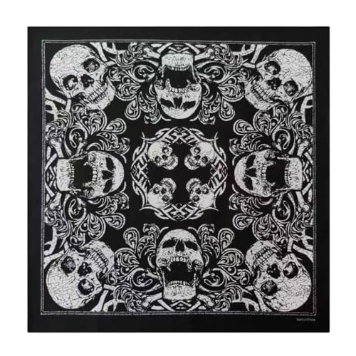 LEIDJGUN Bandana mit Vintage-Totenkopf-Motiv, für Straßentanz, Paisleymuster, Kopftuch, Unisex, für Erwachsene, Motorrad, Gesicht, Schwarz , L