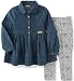 Calvin Klein Baby Girls' Denim with Button Tunic and Leggings Set