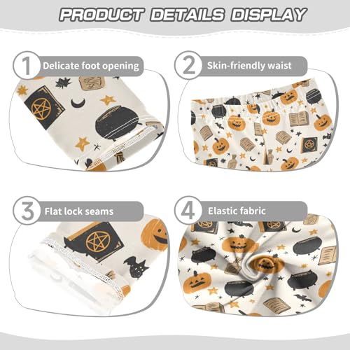 senya Girls Printed Leggings Yoga Pants Pumpkin Magic Book Magic Potion Pattern for Kids in 4t to 10 Years, 4T3