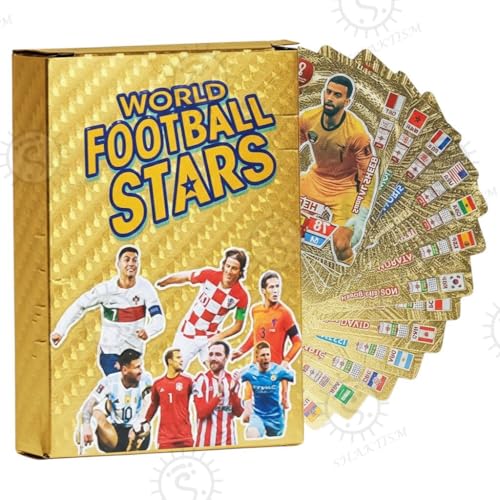 World Football Star Gold Cards, Soccer Trading Card 2024 World Cup Football Star UEFA Champions League, Pack of 55