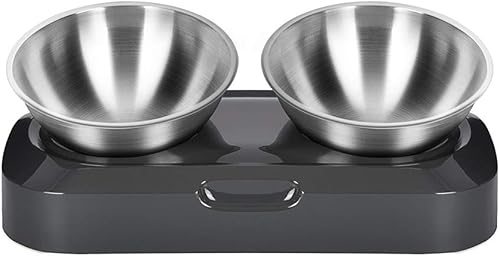 Love Dream Cuencos elevados para gatos, cuencos para gatos con cuencos de acero inoxidable, cuencos inclinados en 15 para comida para gatos, sin