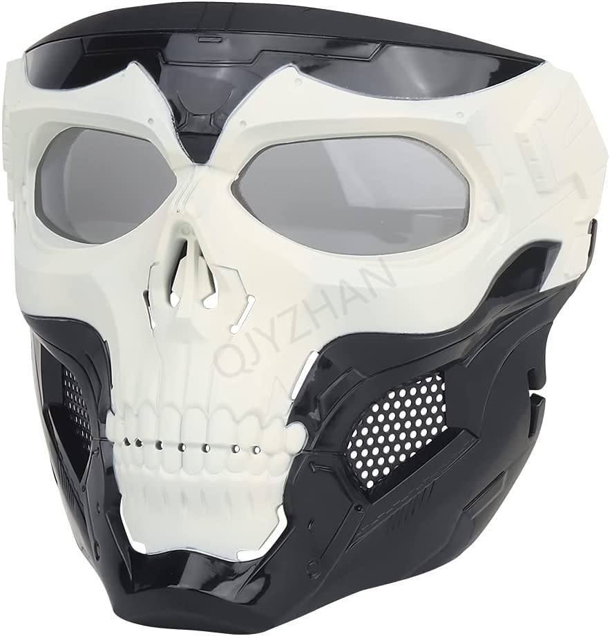 Airsoft Skull Full Face Protective Mask Balaclava Mask Adjustable for Outdoor Sports CS Cosplay Tactical Skull Mask