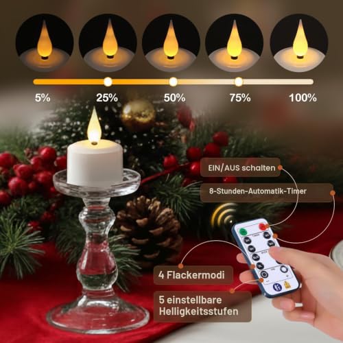 yunsheng 12Stk Magnetische Wiederaufladbare Teelichter Fernbedienung Timer – Ansicht 2