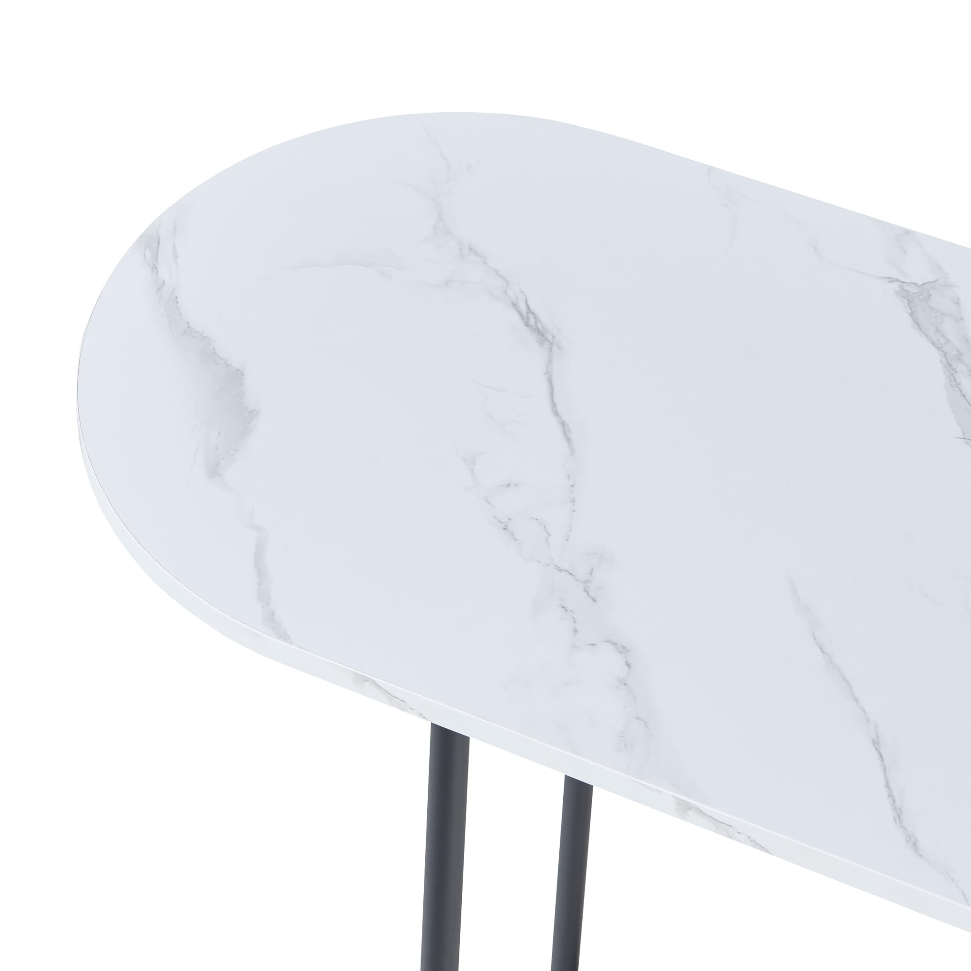 [en.casa] Mesa Consola Nordfron Mueble Recibidor Ovalada Mesa Auxiliar para Salón Pasillo Entrada Dormitorio Estructura Metálica 120 x 40 x 75 cm - Efecto mármol Blanco