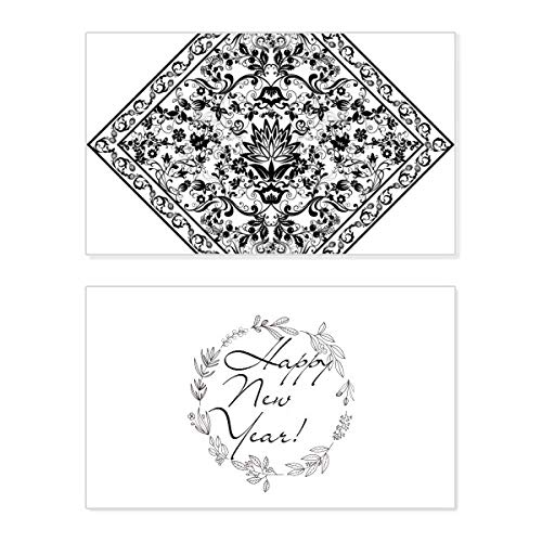 Tarjeta de felicitación de año nuevo para deseos elegantes, diseño cuadrado negro ilustrado