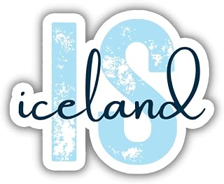 Iceland Country Travel Sticker, Multiple Colors, IS Country Code, Vinyl Laptop Water Bottle Planner Journal Places I've Been, Luggage Decal (Blue)