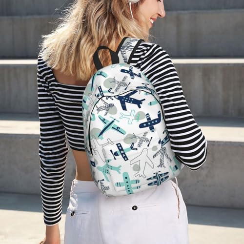 Mochila de viaje con estampado de avión espaciosa y cómoda para laptop y uso diario 7