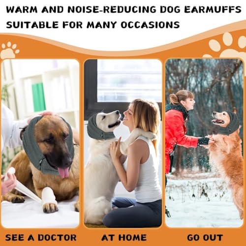 LUFFLOK Hund Ohrenschutz Grau für Lärmschutz, Hunde Gehörschutz für Angst Relief und Grooming, Haustier Gehörschutz Hund für Komfort Während Donner, Winter, Feuerwerk, Bad (M)
