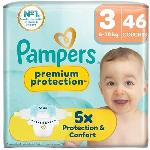 PAMPERS Premium Protection Couches taille 3 (6-10 kg) 46 couches