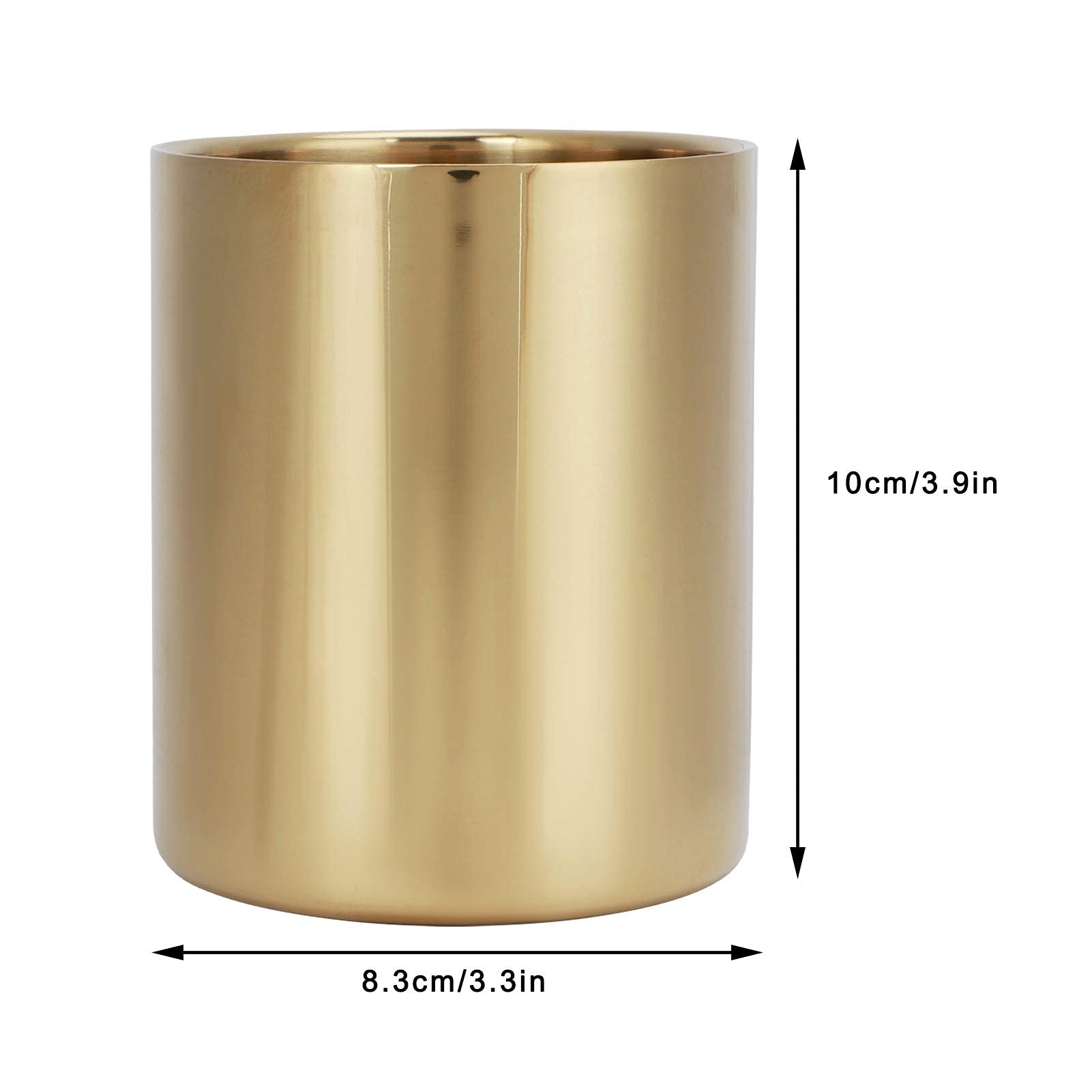 Portapenne per penne dorate, porta penne per scrivania, vasi da fiori, portabicchieri per matite, organizer da scrivania, porta pennelli per trucco in acciaio inossidabile(Oro)