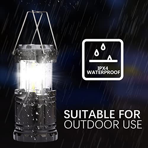 Jsdoin Camping Lights, 2 x Camping Lantern Battery Operated Portable LED Camping Lamp with Foldable Hook, Tent Lights Waterproof Outdoor Hanging Lamp for Emergency, Hiking, Camping, Black - 4