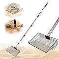 10inch Large Metal Chicken Poop Scooper, Chicken Poop Scooper for Sand with Adjustable Stainless Steel Handle, Chicken Coop Scooper for Sand Suitable for Chicken Coops, Rabbit Coops, Stables, Gardens