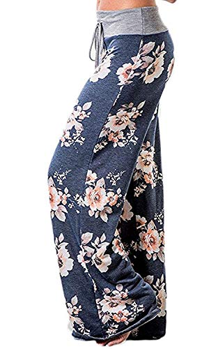 Image of NEWCOSPLAY Women's Comfy Pajama Pants Casual Drawstring Palazzo Lounge Wide Leg Pants