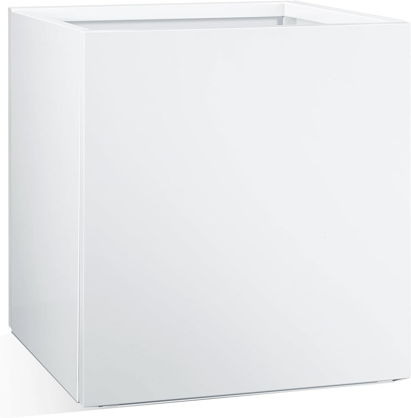 1 Pcs Extra Large White Square Planter Box Outdoor 17" L x 17" W x 18" H Heavy Galvanized Steel Planters with Drainage Holes Divider for Patio Porch Tall Plants