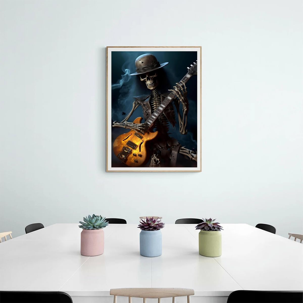 Christmas Abstract Horror Skeleton Playing Guitar Halloween Paintings Diamond Art Painting Kit for Adults, 5D Round Drill Gems Art for Home Wall Decor Gift for New Year, Valentine's Day 12x16 in