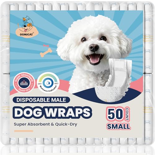 Image of Male Dog Diapers Disposable, Small 50 Ct, Quick Dry Puppy Diapers Male with Leak-Proof Design, Comfortable Belly Bands for Male Dogs, Fit for Teddy, Beagle, Dachshund