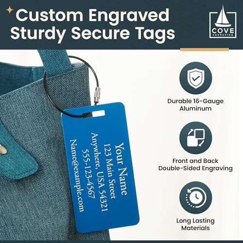 Two Custom Engraved Aluminum Luggage Tags (Black)2