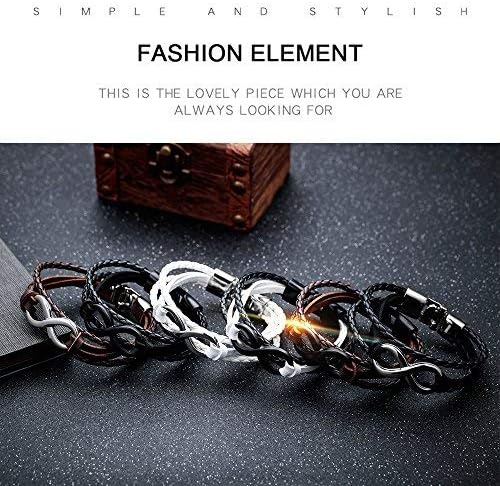 Miniatura 3 de Eymi Pulsera de cuero unisex con signo de infinito simbólico de amor trenzado