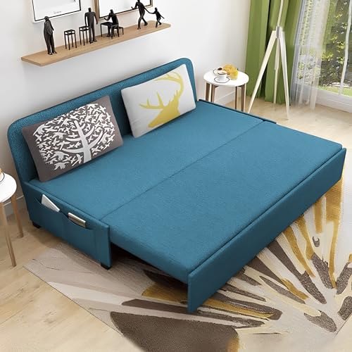 Image of Divano 3 Seater Sofa Cum Bed for Living Room (Turquise) Premium Fabric Sofa
