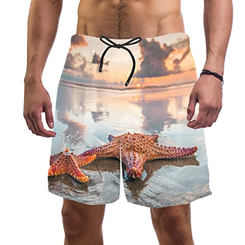 Short de bain pour homme L à motif étoile de mer et taille élastique