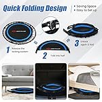 Goplus 40” Foldable Mini Trampoline, Portable Fitness Rebounder 4-Level Height Adjustable Safety Handrail, Resistance Bands, Indoor Outdoor Exercise Trampoline for Adults Kids, Max Load 330LBS - Image 2